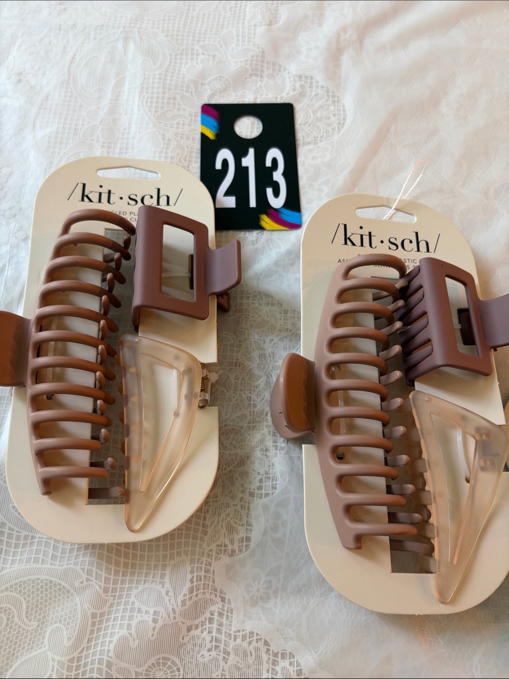 213,Kitsch Assorted Hair Claw Set - Black, Tortoise, Mauve, Beige - Picture 6 of 8